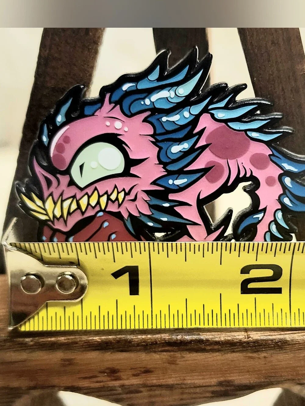 Emi Monster Art Enamel Pin Limited Edition 21/55 Pink And Blue Fish Creature